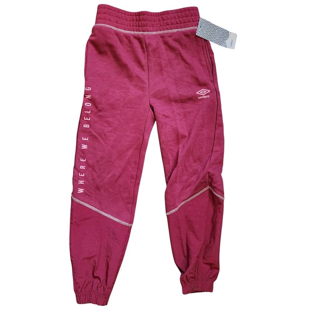 Umbro New With Tags Girls Beyond the Pitch Joggers Rhubarb Red Pink XS 6/6X
